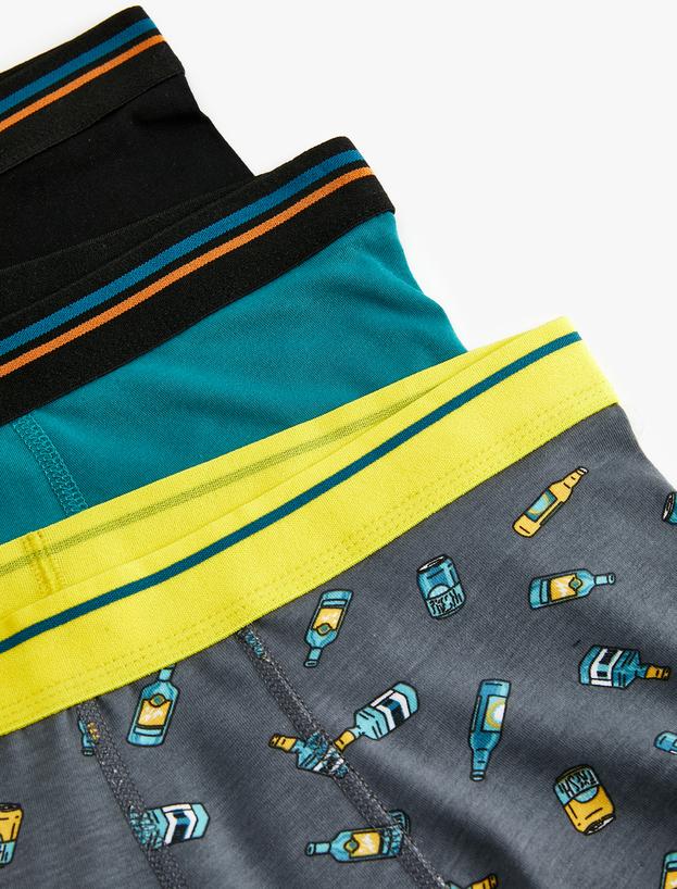 Pamuklu Şişe Baskılı Oversize 3'lü Boxer Seti_4
