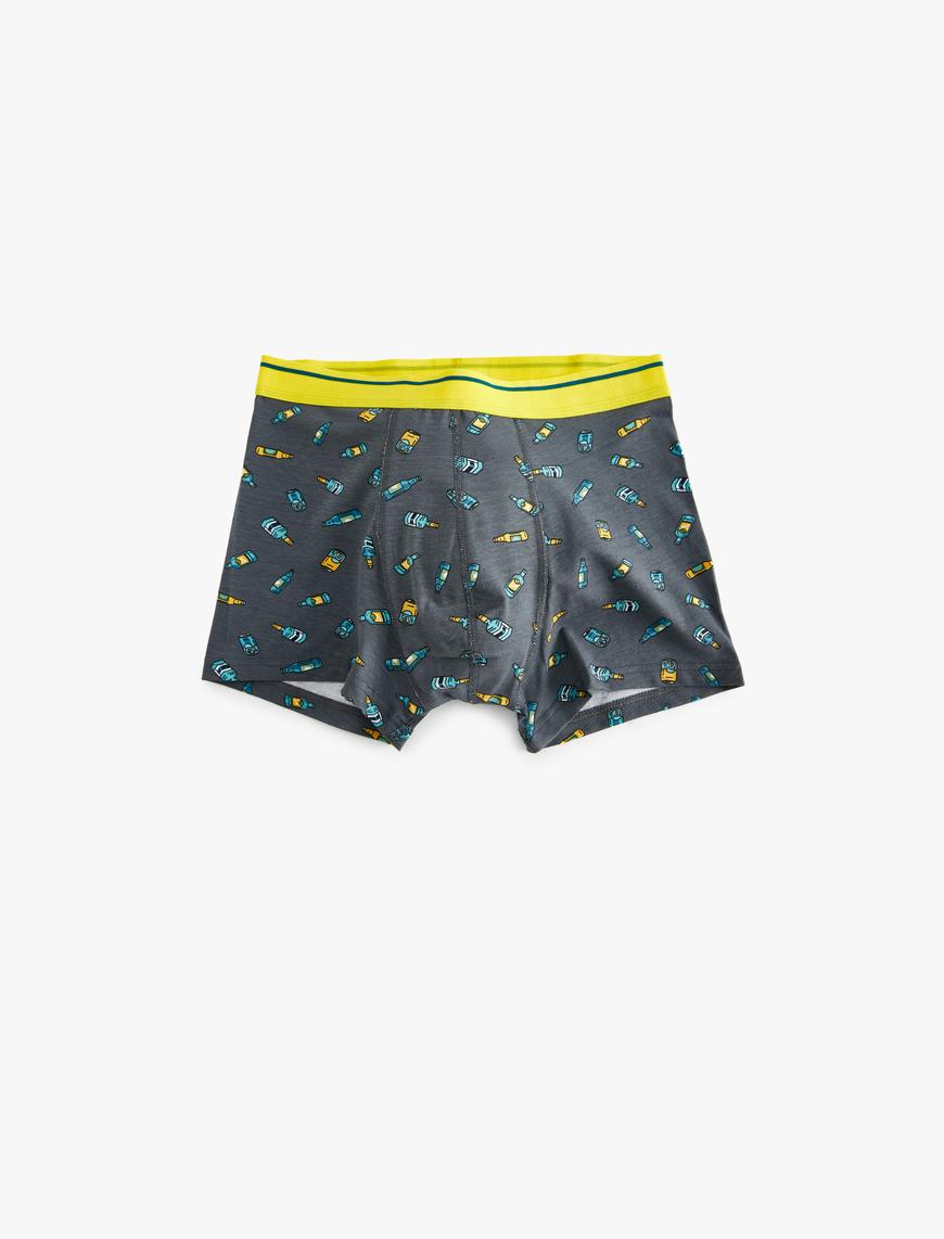   Pamuklu Şişe Baskılı Oversize 3'lü Boxer Seti