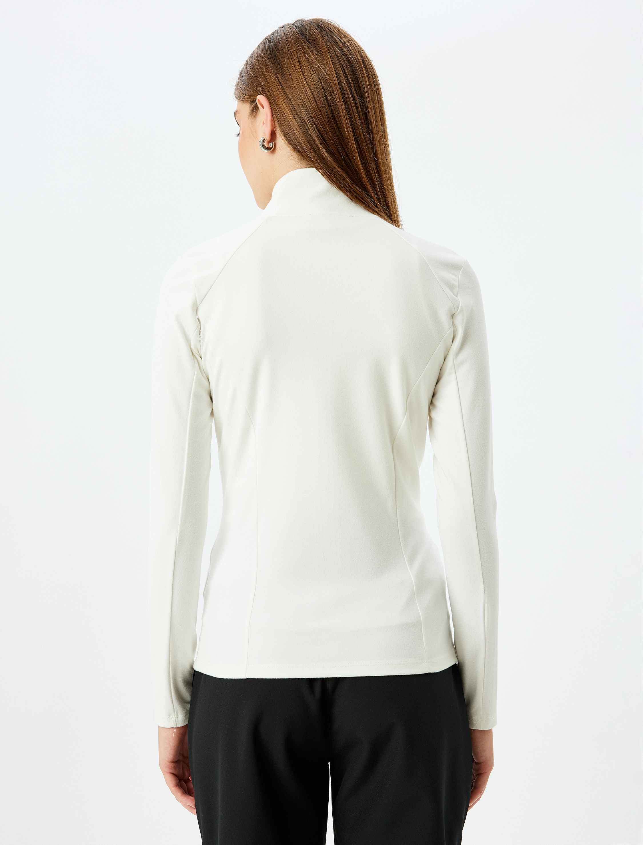   Cepli Slim Fit Dik Yaka Fermuarlı Polar Sweatshirt