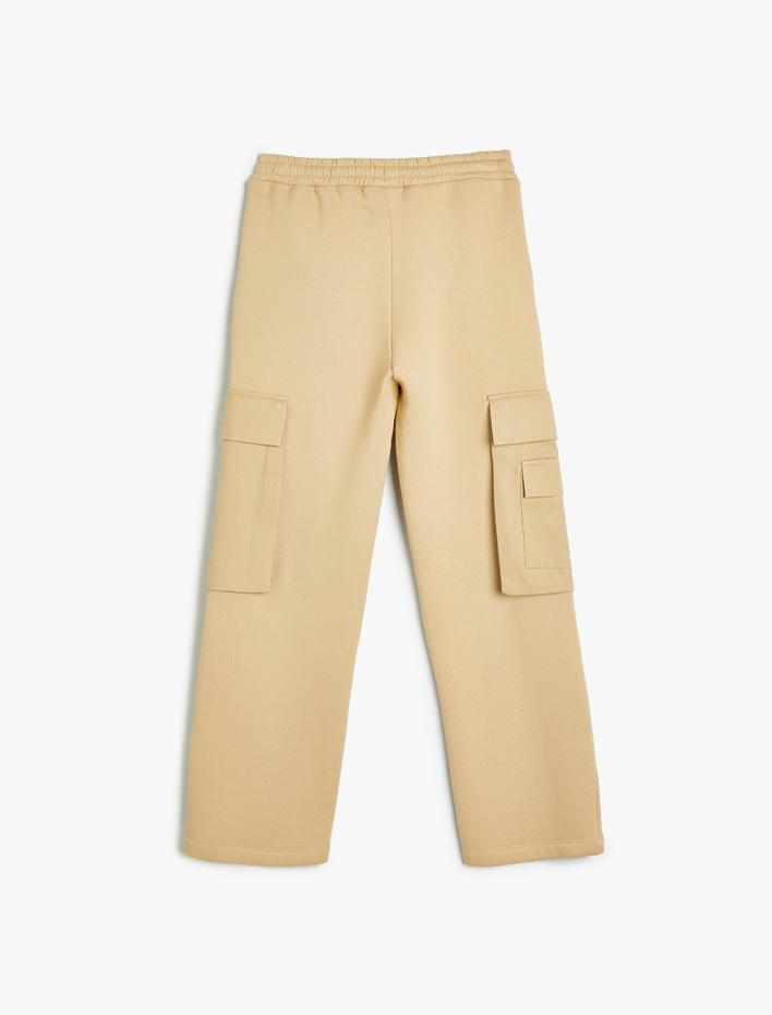 Erkek Çocuk Eşofman Altı Kargo Cep Detaylı Beli Bağlamalı Şardonlu