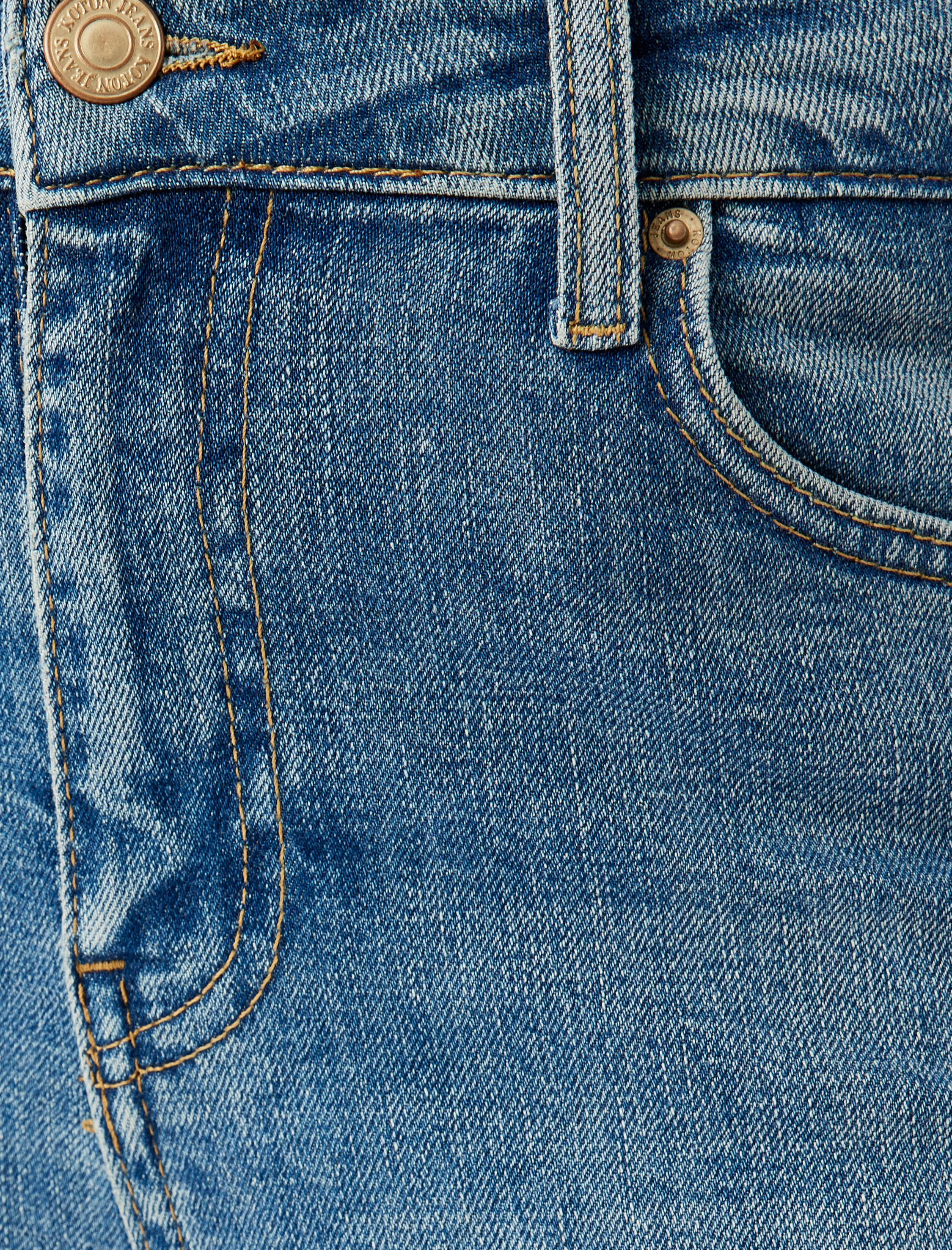   Düşük Bel İspanyol Paça Slim Fit Düğmeli Cepli Kot Pantolon - Flare Jean