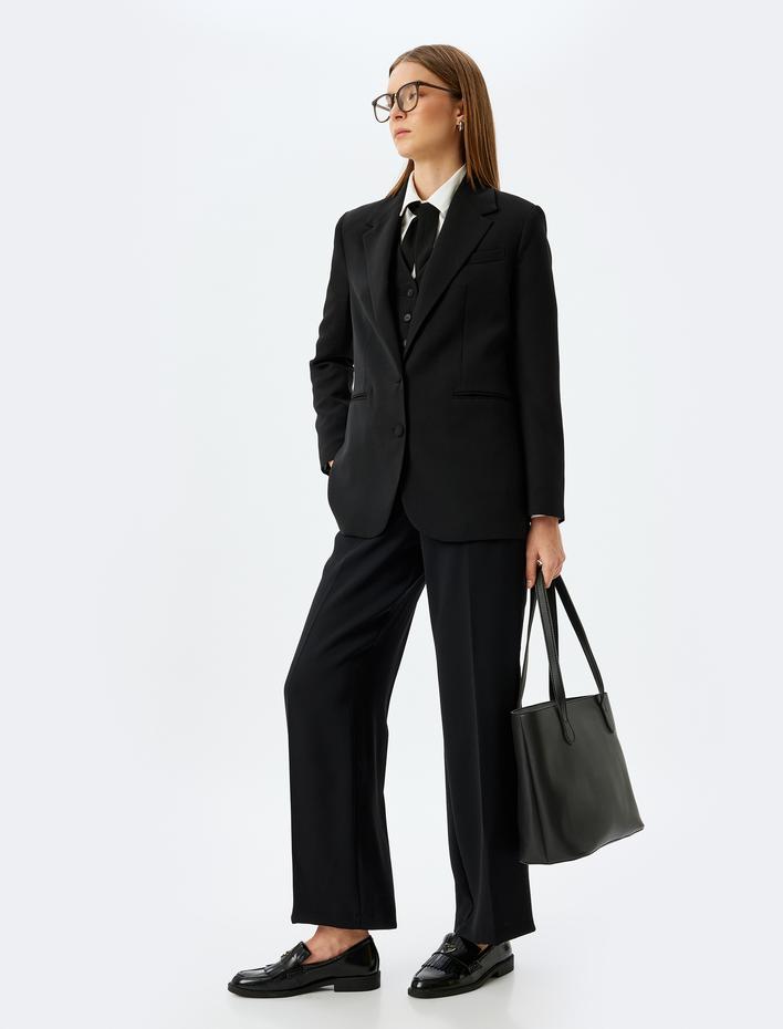  Cepli Geniş Paça Oversize Kumaş Pantolon