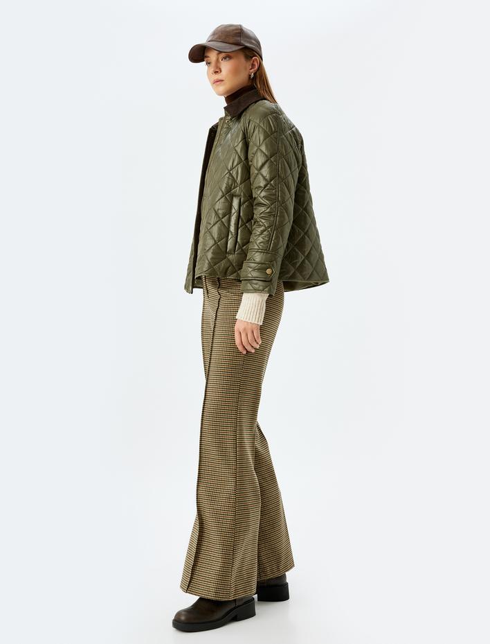  Düz Paça Ekose Kumaş Pantolon