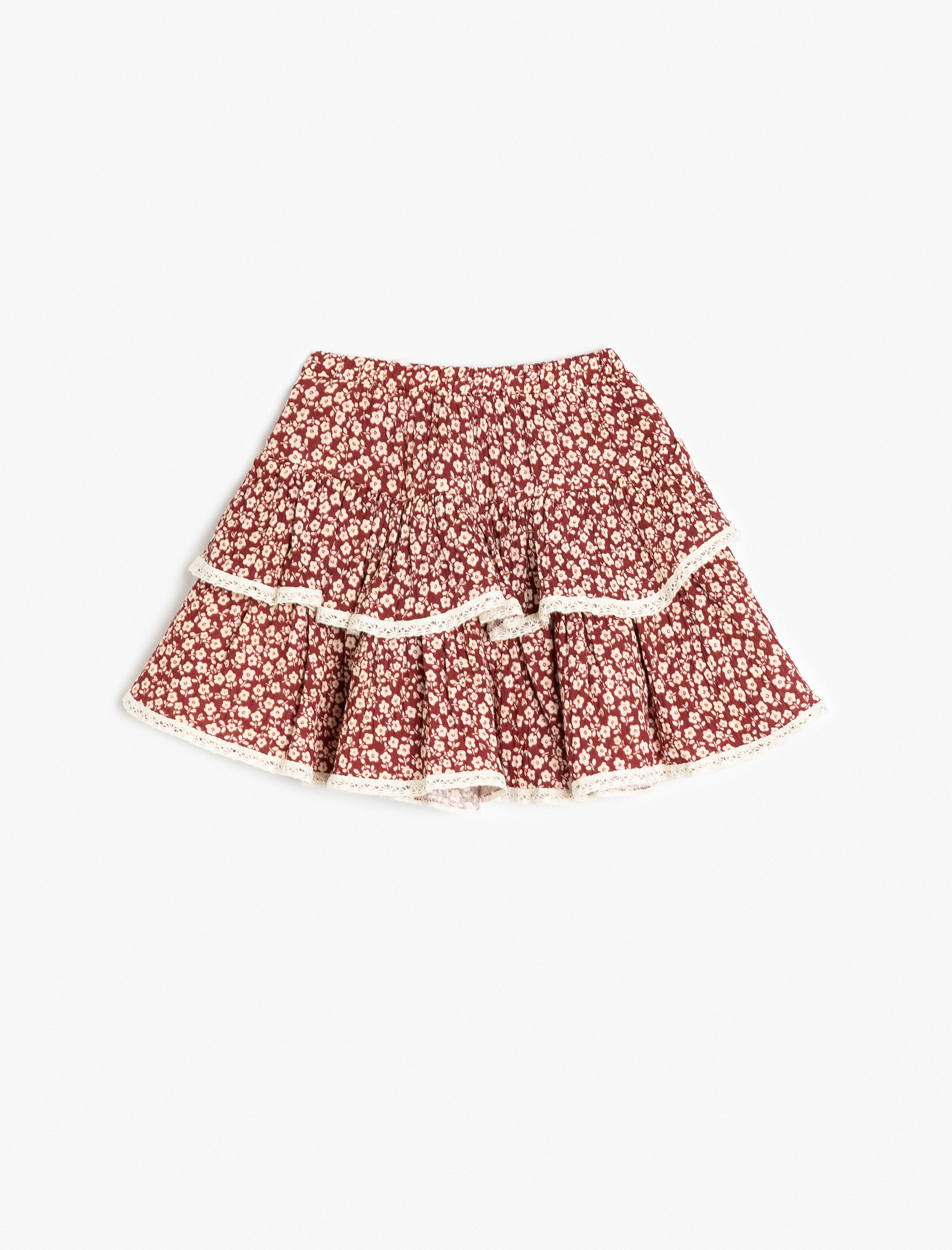  Kız Bebek Pamuklu Fırfırlı Dantel Detaylı Çiçek Desenli Etek