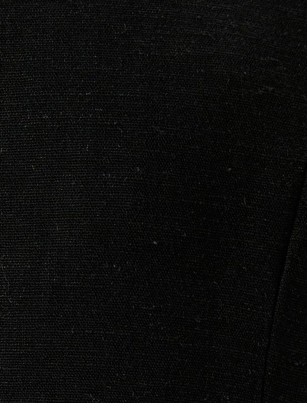 Keten Viskon Karışımlı Düğmeli V Yaka Blazer Yelek_5