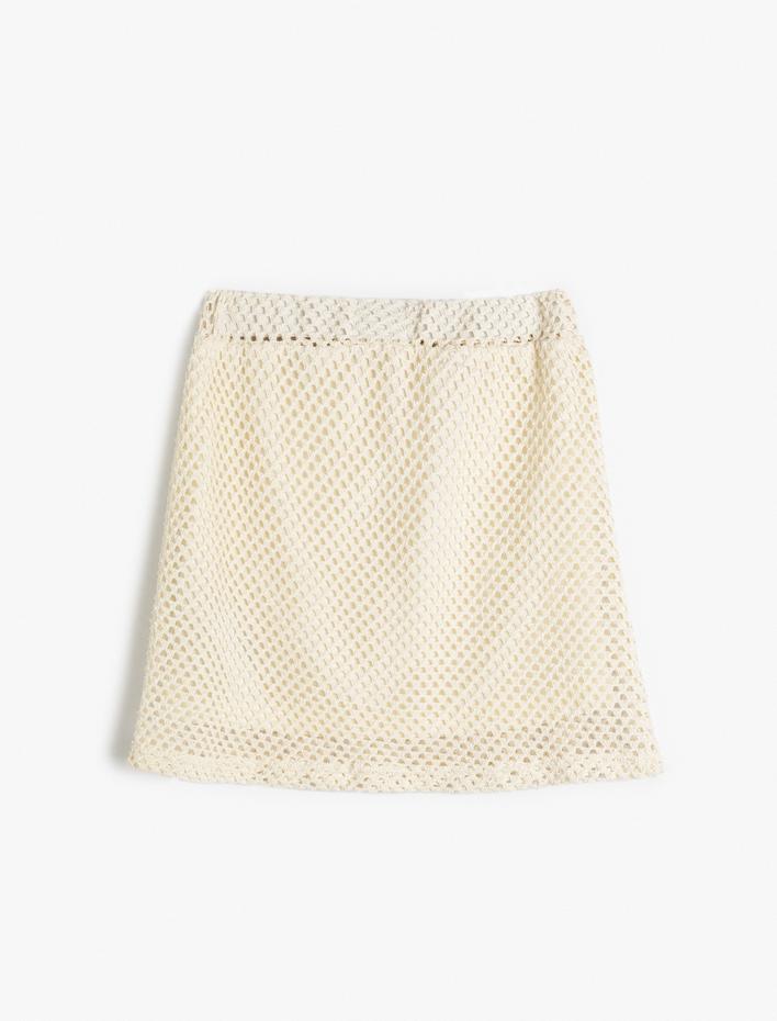 Kız Çocuk Beli Lastikli Astarlı File Etek