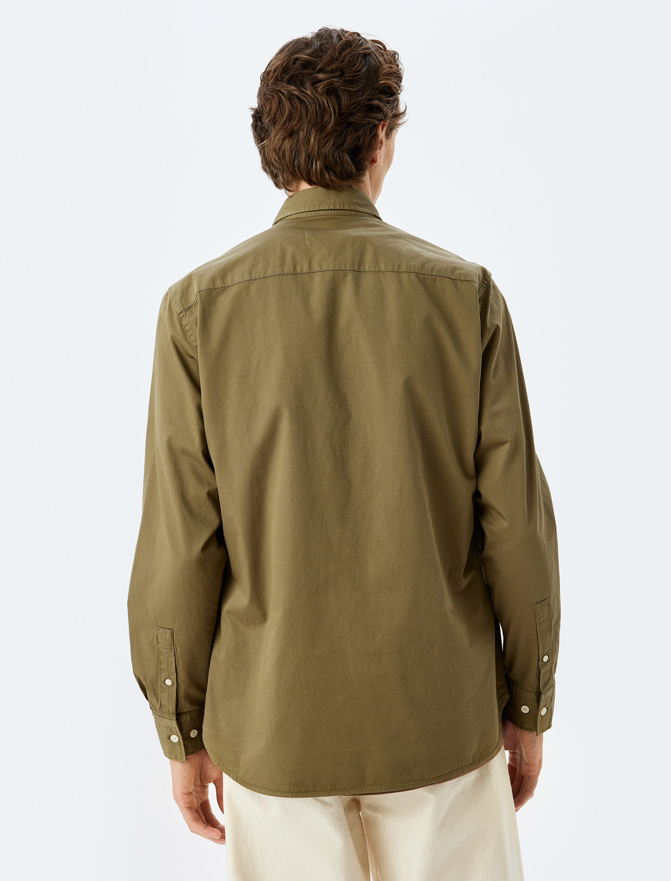   Basic Gömlek Uzun Kollu Yarım İtalyan Yaka Düğmeli Pamuklu Regular Fit