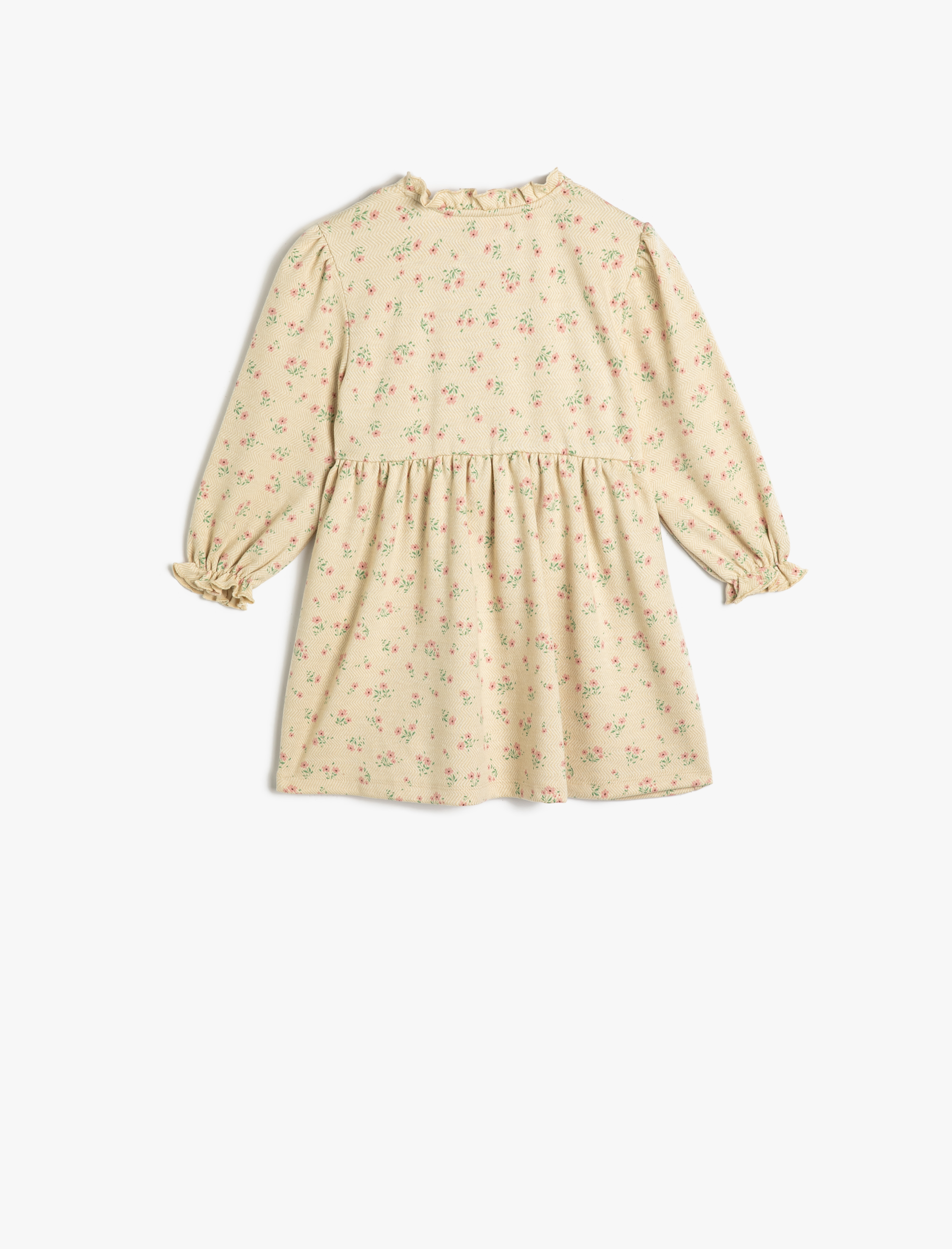  Kız Bebek Uzun Kollu Hakim Yaka Çiçek Desenli Elbise