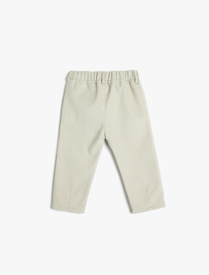 Erkek Bebek Pantolon Beli Bağlamalı Lastikli Cepli Pamuklu