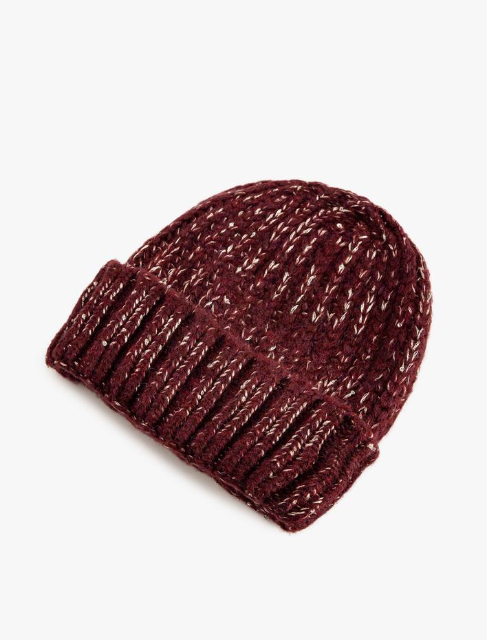 Kadın Lastikli Örgü Bere Kenarları Katlı