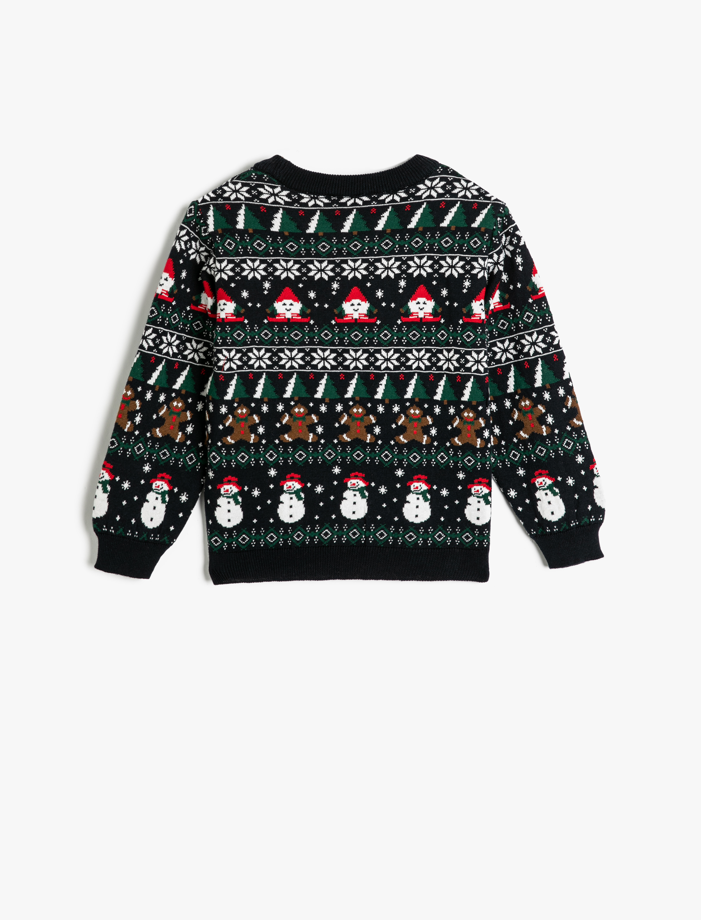  Erkek Bebek Bisiklet Yaka Uzun Kollu Yılbaşı Desenli Triko Kazak