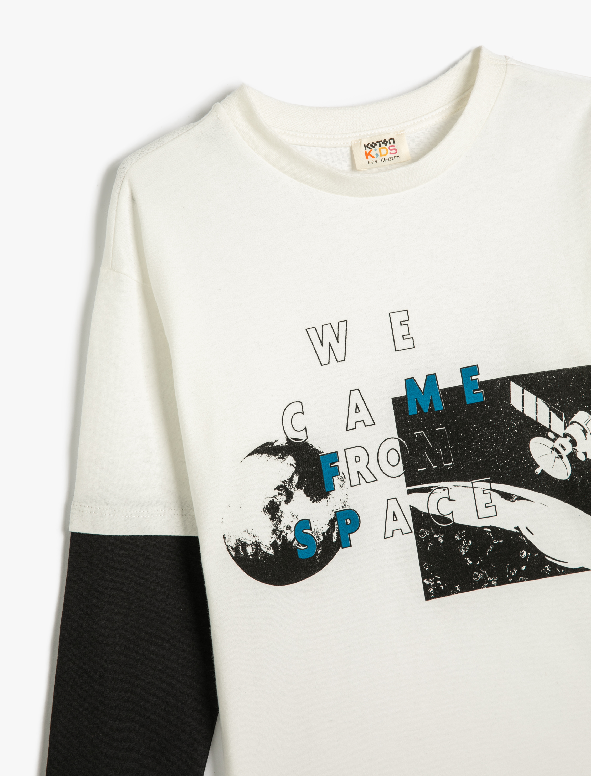  Erkek Çocuk Uzay Baskılı Uzun Kollu Pamuklu Tişört