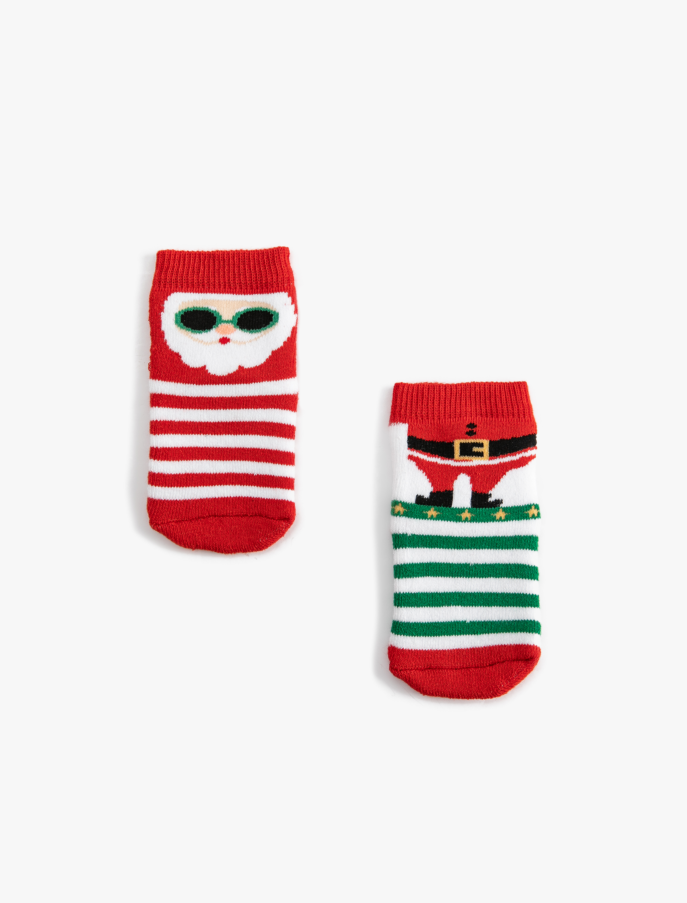  Kız Bebek 2'li Yılbaşı Baskılı Havlu Soket Çorap Seti