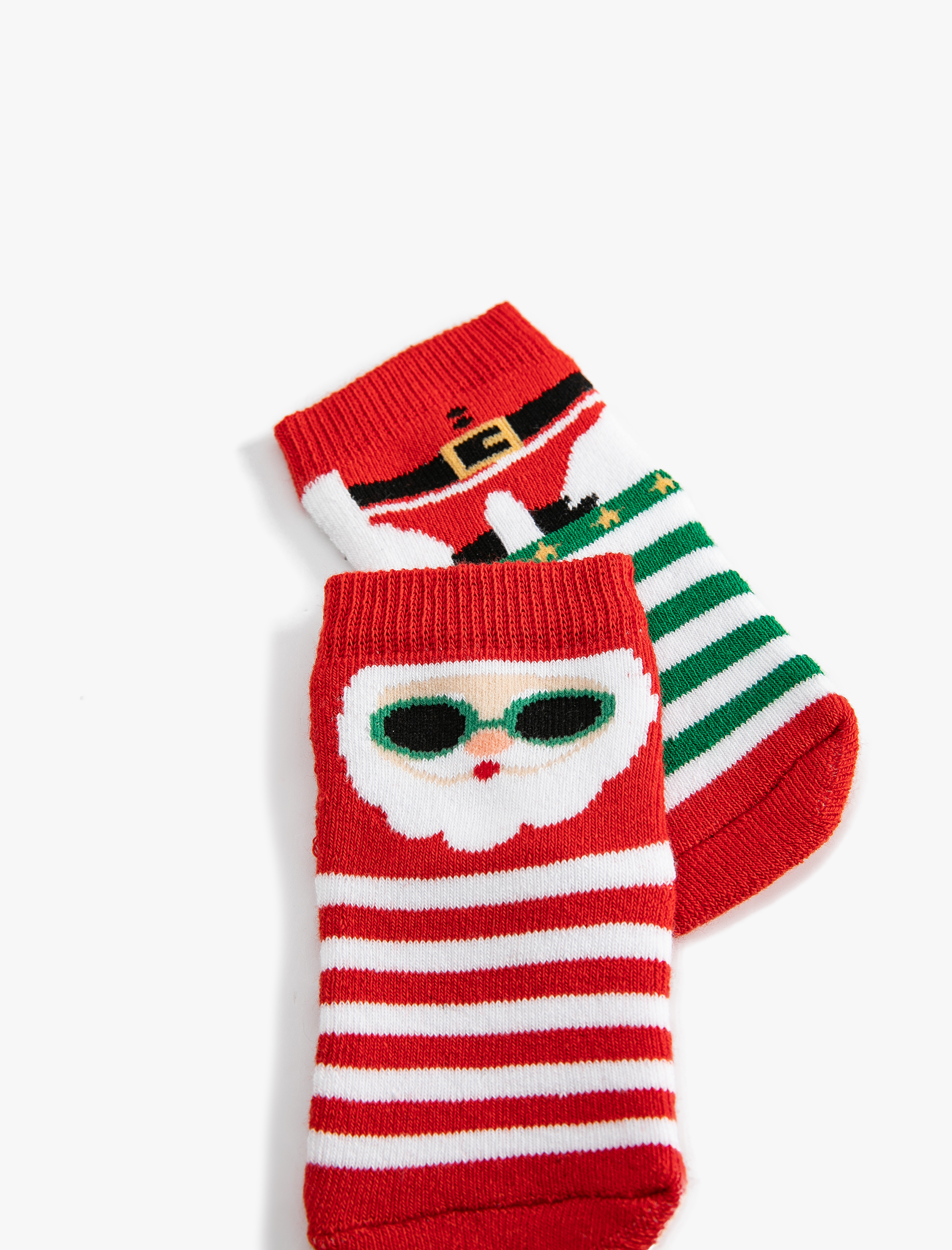  Kız Bebek 2'li Yılbaşı Baskılı Havlu Soket Çorap Seti