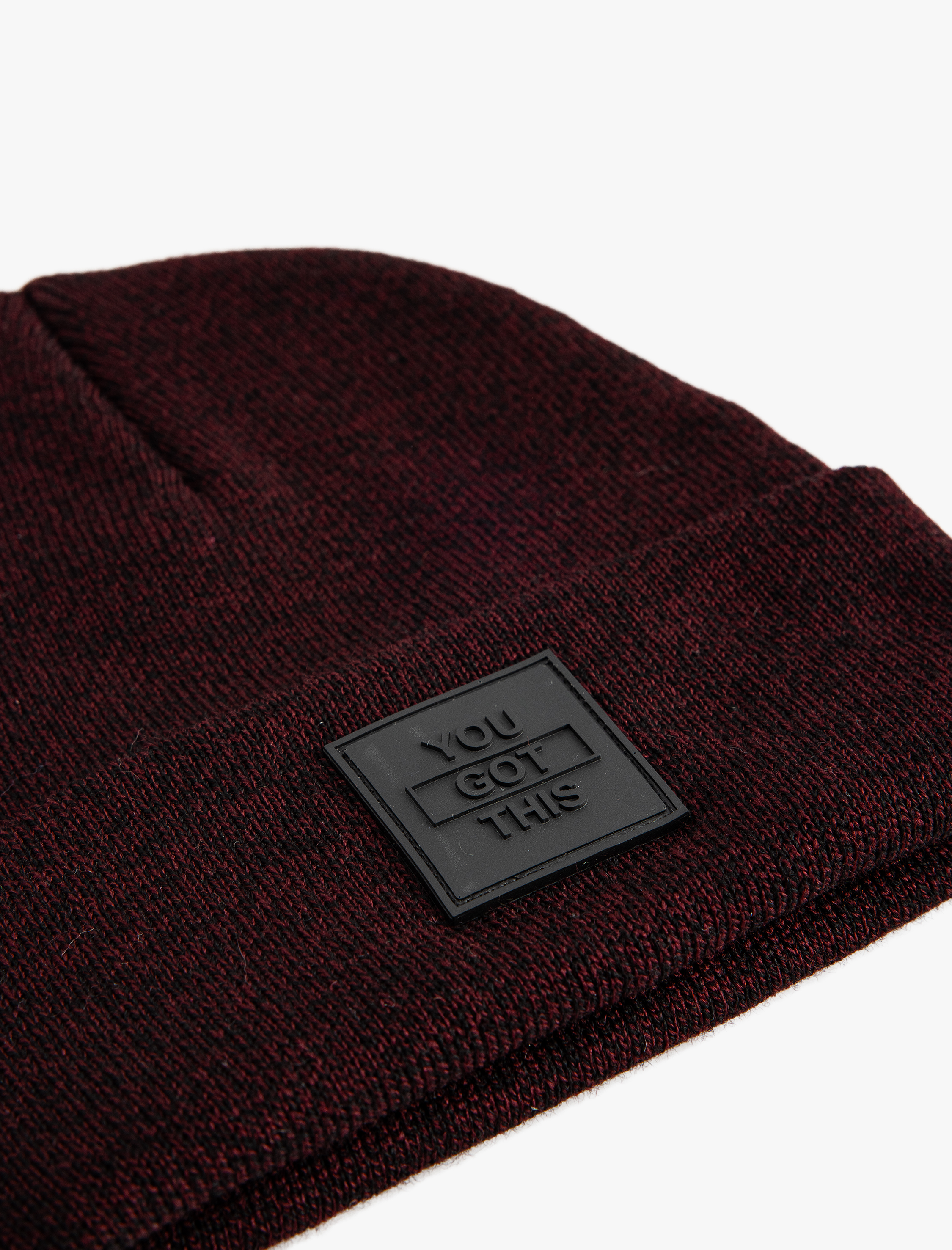  Erkek Slogan Baskılı Etiket Detaylı Katlı Bere