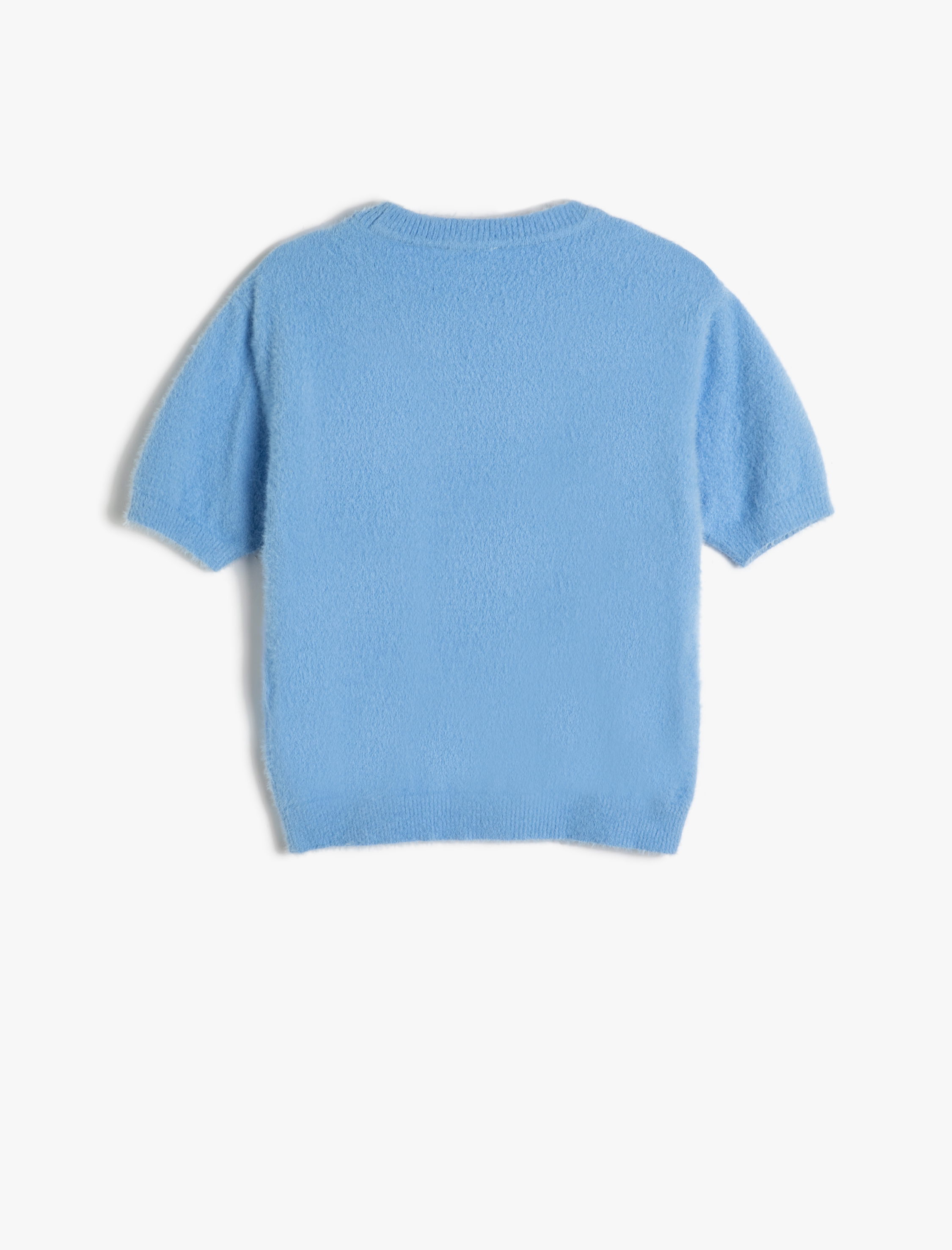  Kız Çocuk İnci Detaylı Kısa Kollu Bisiklet Yaka Triko Kazak