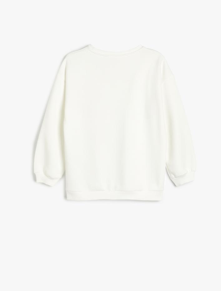 Kız Çocuk Stitch Sweatshirt Lisanslı Uzun Kollu Bisiklet Yaka Şardonlu