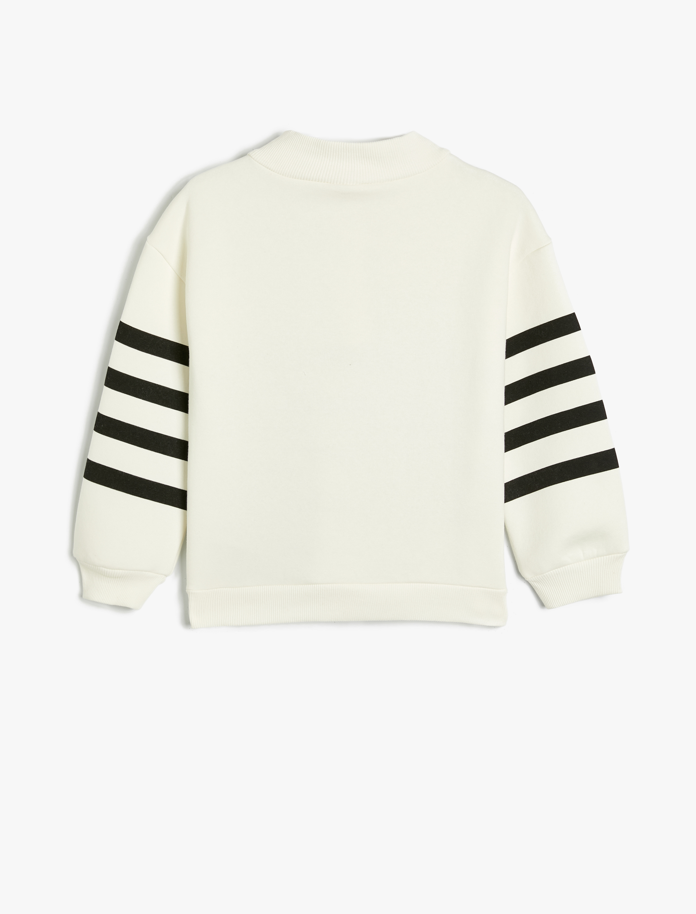  Kız Çocuk Dik Yaka Yarım Fermuarlı Baskılı Şardonlu Sweatshirt