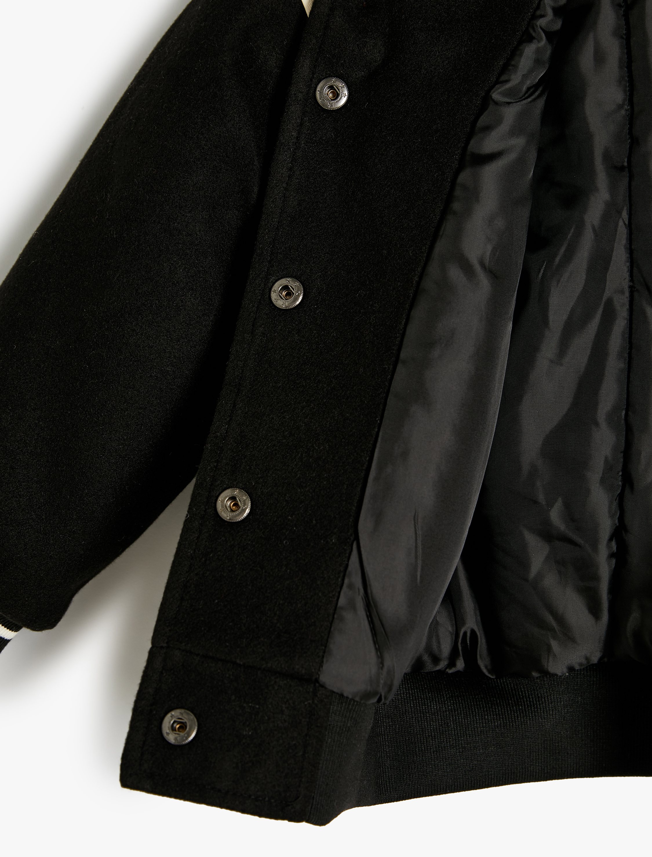  Kız Çocuk Cep Detaylı Uzun Kollu Renk Bloklu Oversize Kolej Ceket