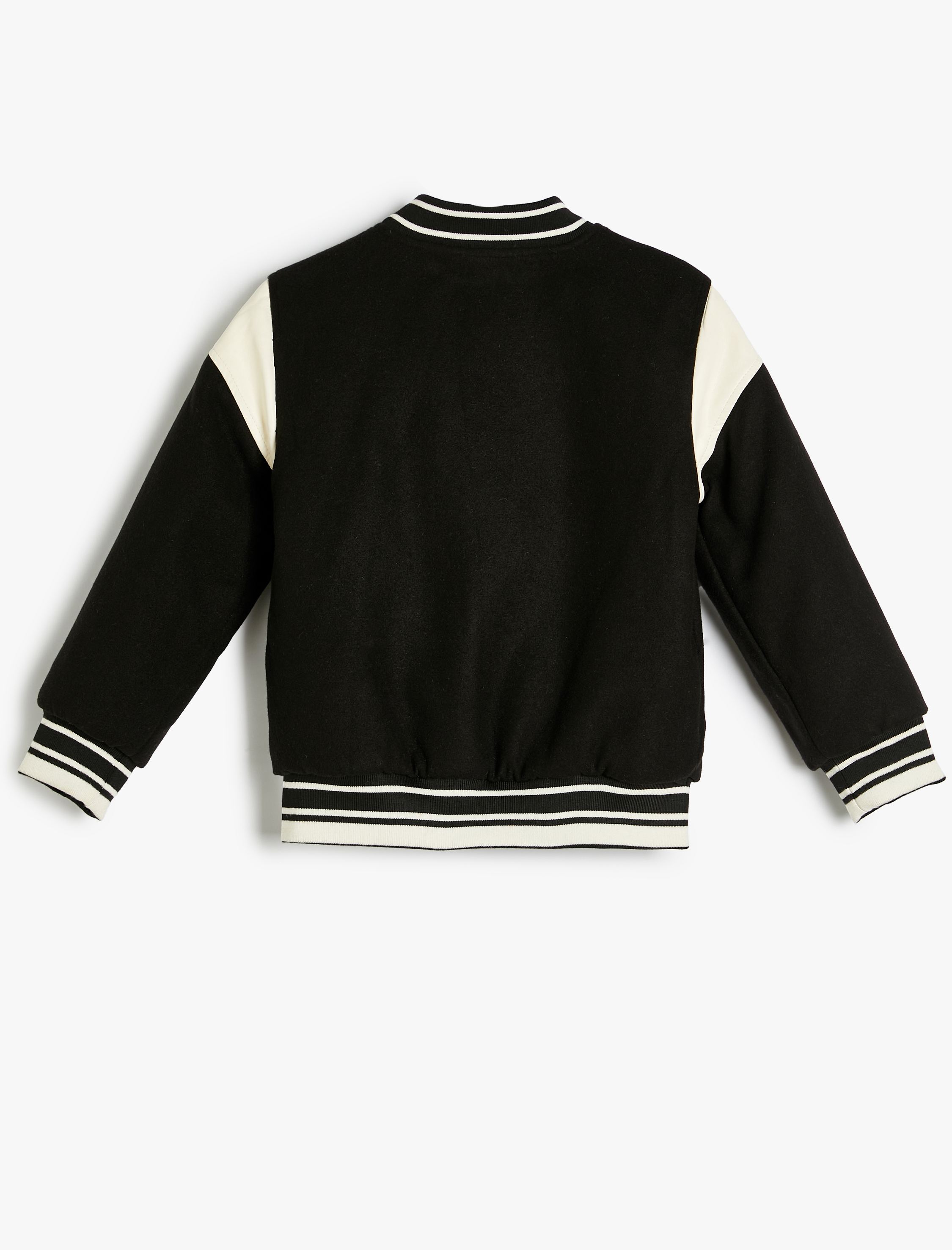  Kız Çocuk Cep Detaylı Uzun Kollu Renk Bloklu Oversize Kolej Ceket