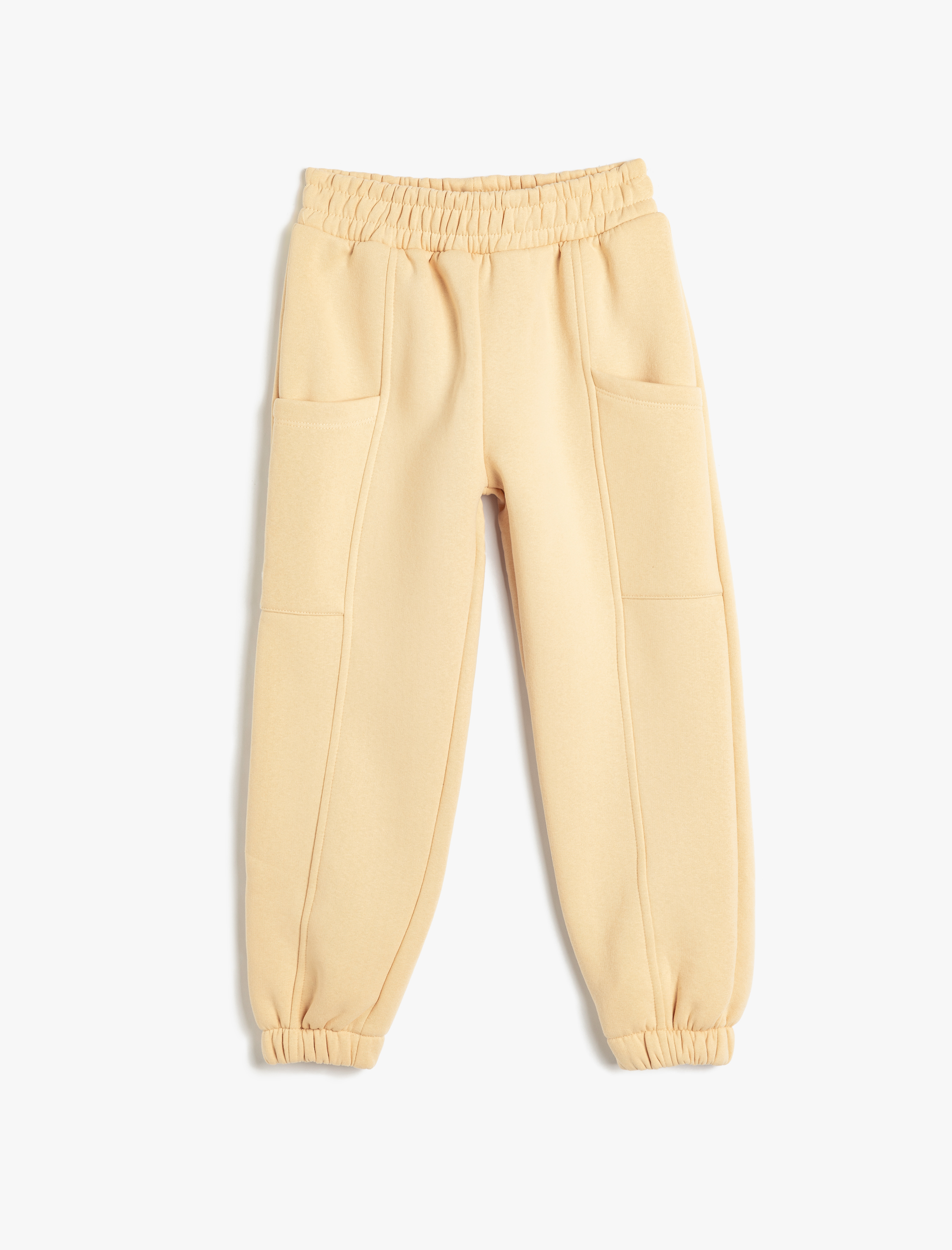  Kız Çocuk Basic Jogger Eşofman Altı Cep Detaylı Beli Lastikli Şardonlu