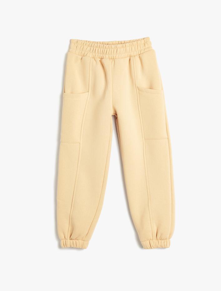 Kız Çocuk Basic Jogger Eşofman Altı Cep Detaylı Beli Lastikli Şardonlu