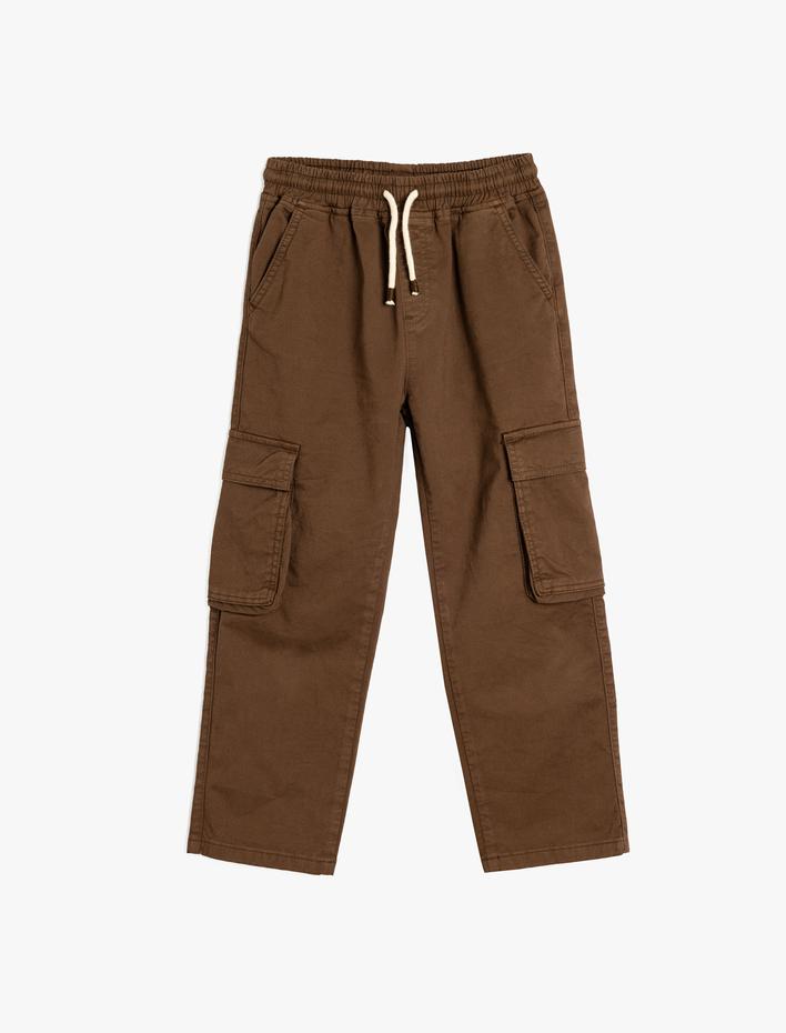 Erkek Çocuk Kargo Kot Pantolon Cep Detaylı Pamuklu