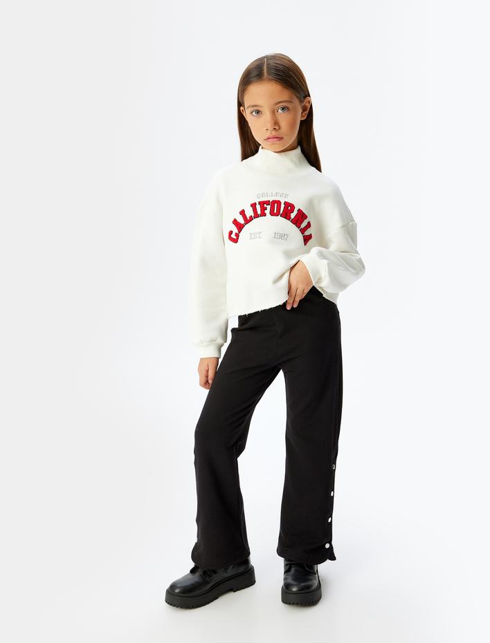 Kız Çocuk Pantolon Beli Lastikli Çıtçıt Detaylı