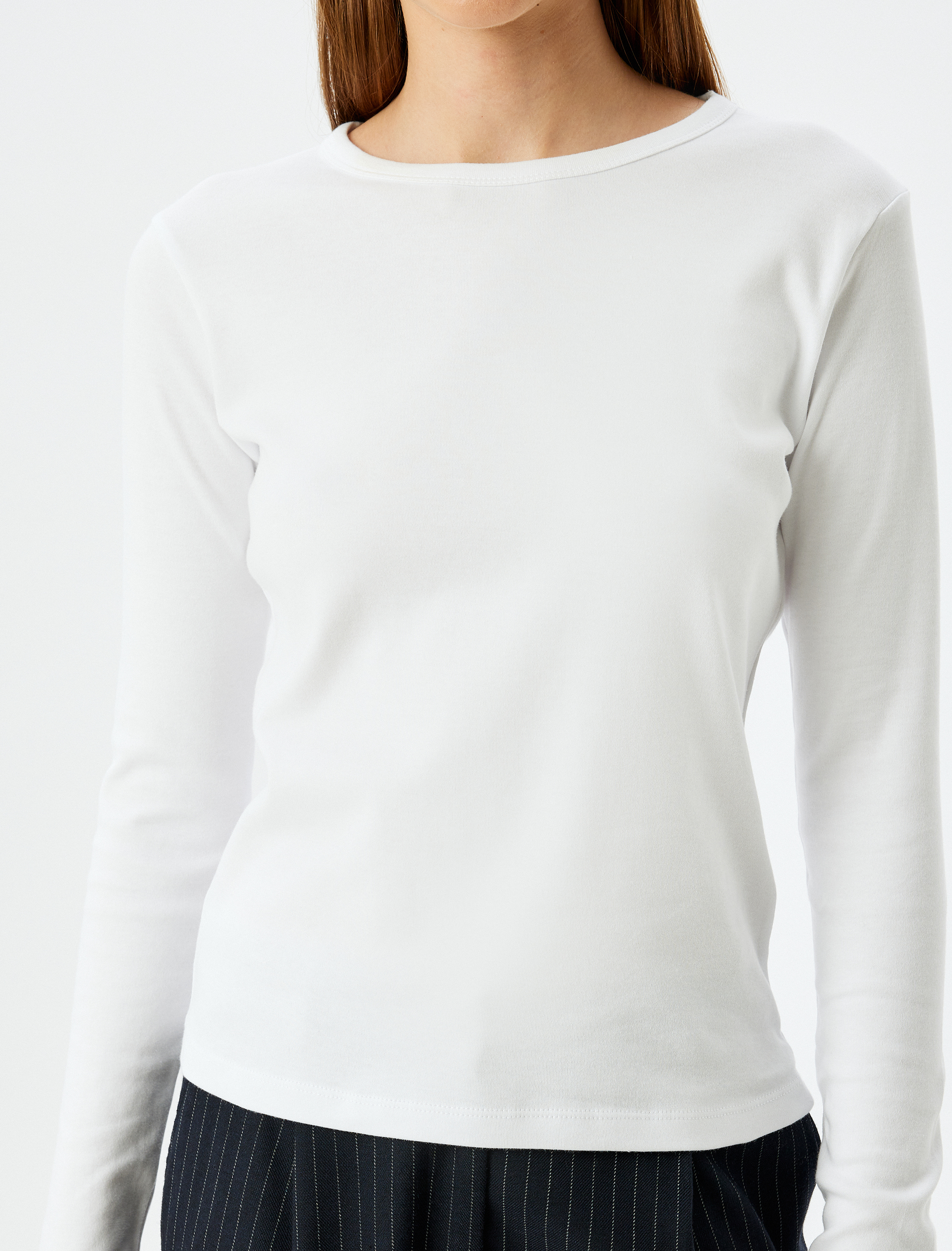   Basic Uzun Kollu Tişört Bisiklet Yaka Pamuklu