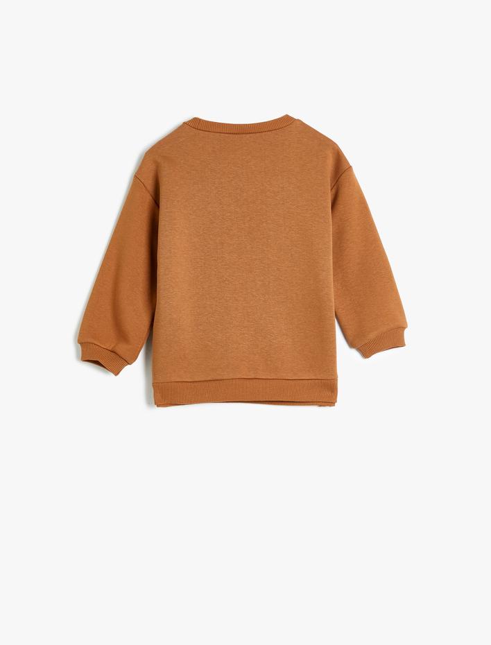 Kız Bebek Sweat Baskı Detayı Uzun Kollu Bisiklet Yaka Pamuklu Şardonlu