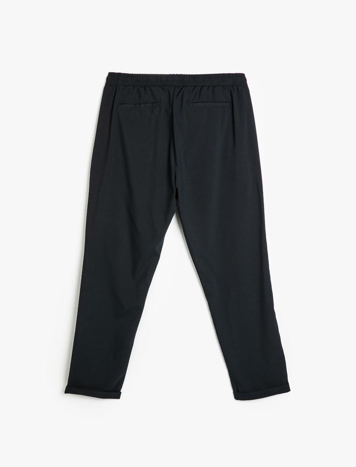  Viskon Karışımlı Beli Bağcıklı Chino Cep Detaylı Eşofman Pantolon