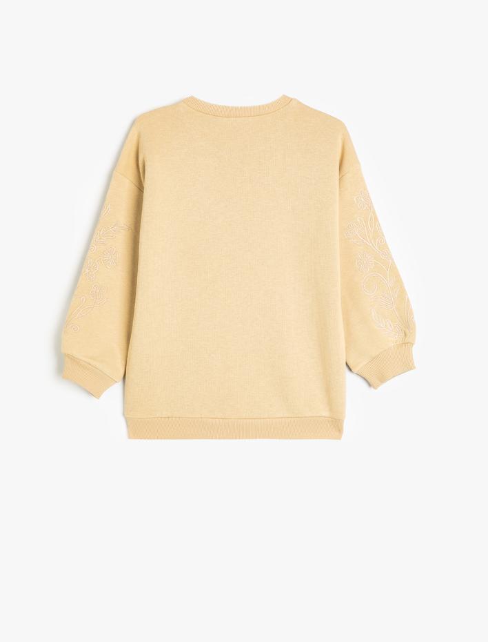 Kız Çocuk Basic Sweatshirt Şardonlu Bisiklet Yaka