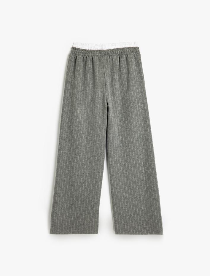 Kız Çocuk Basic Bol Paça Pantolon Cepli Çift Bel Detaylı