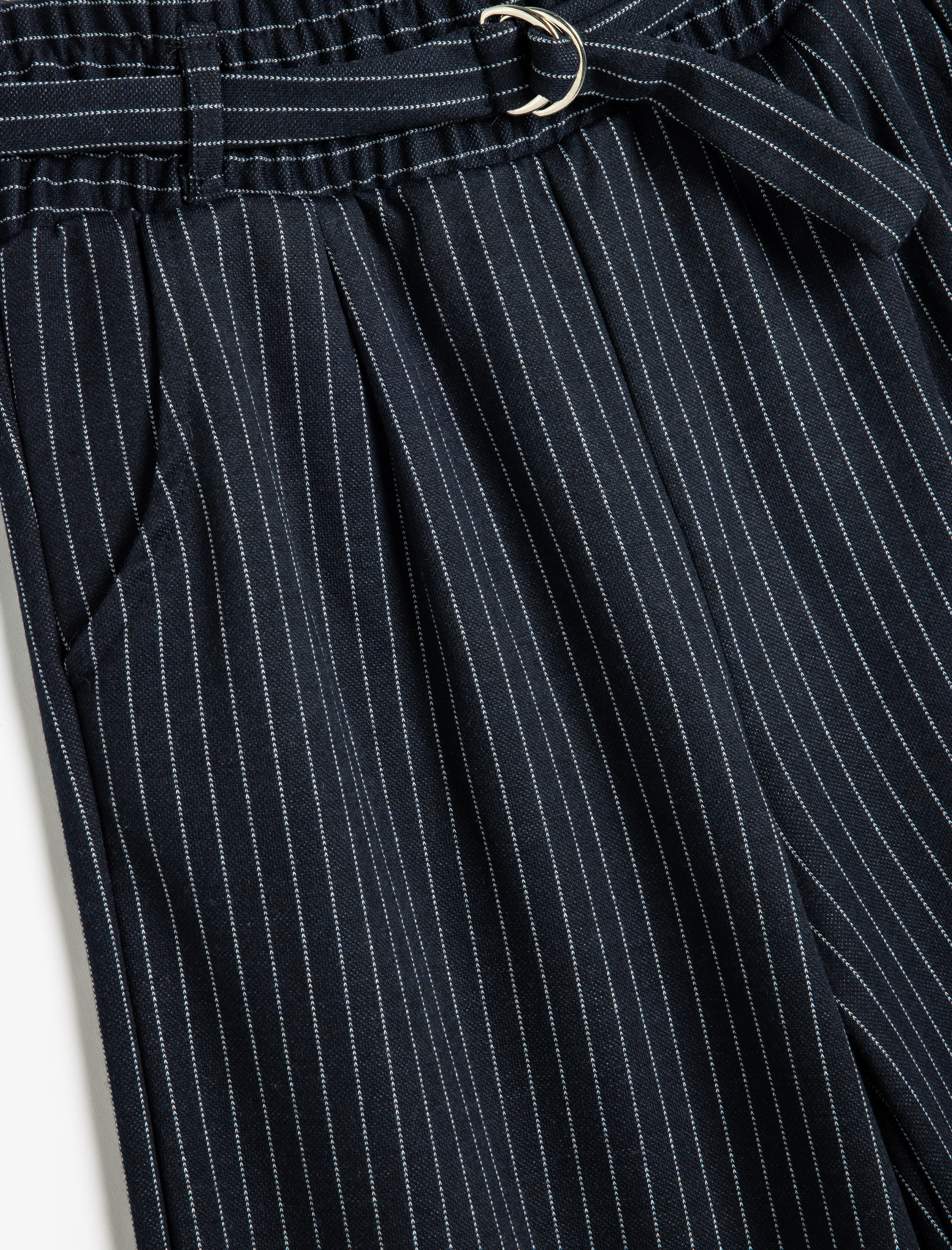  Kız Çocuk Pantolon Kemer Detaylı Beli Lastikli Cepli Viskon Kumaş