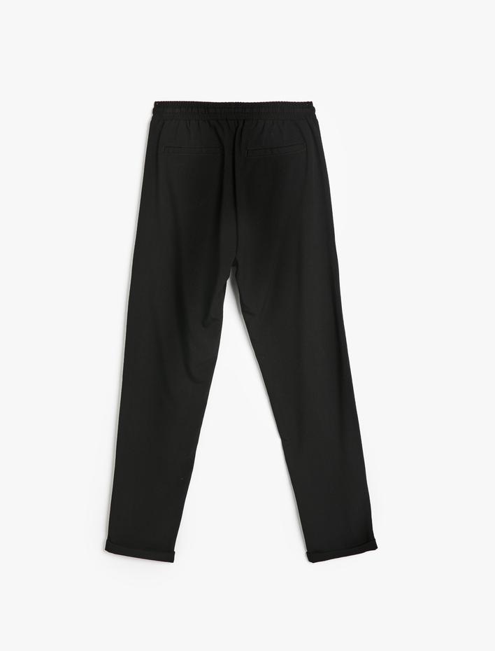  Viskon Karışımlı Beli Bağcıklı Chino Cep Detaylı Eşofman Pantolon