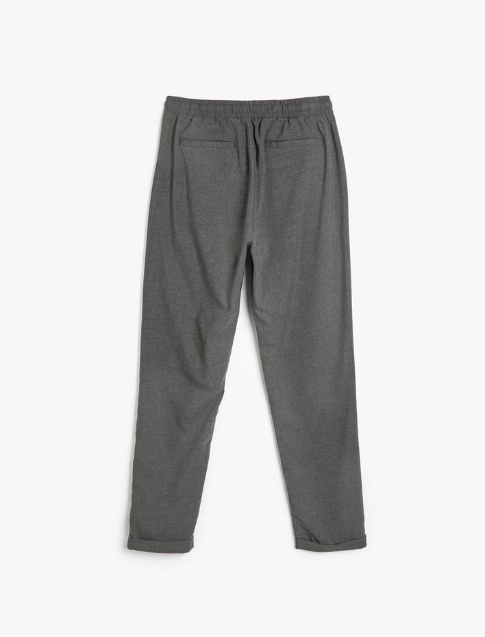  Viskon Karışımlı Beli Bağcıklı Chino Cep Detaylı Eşofman Pantolon