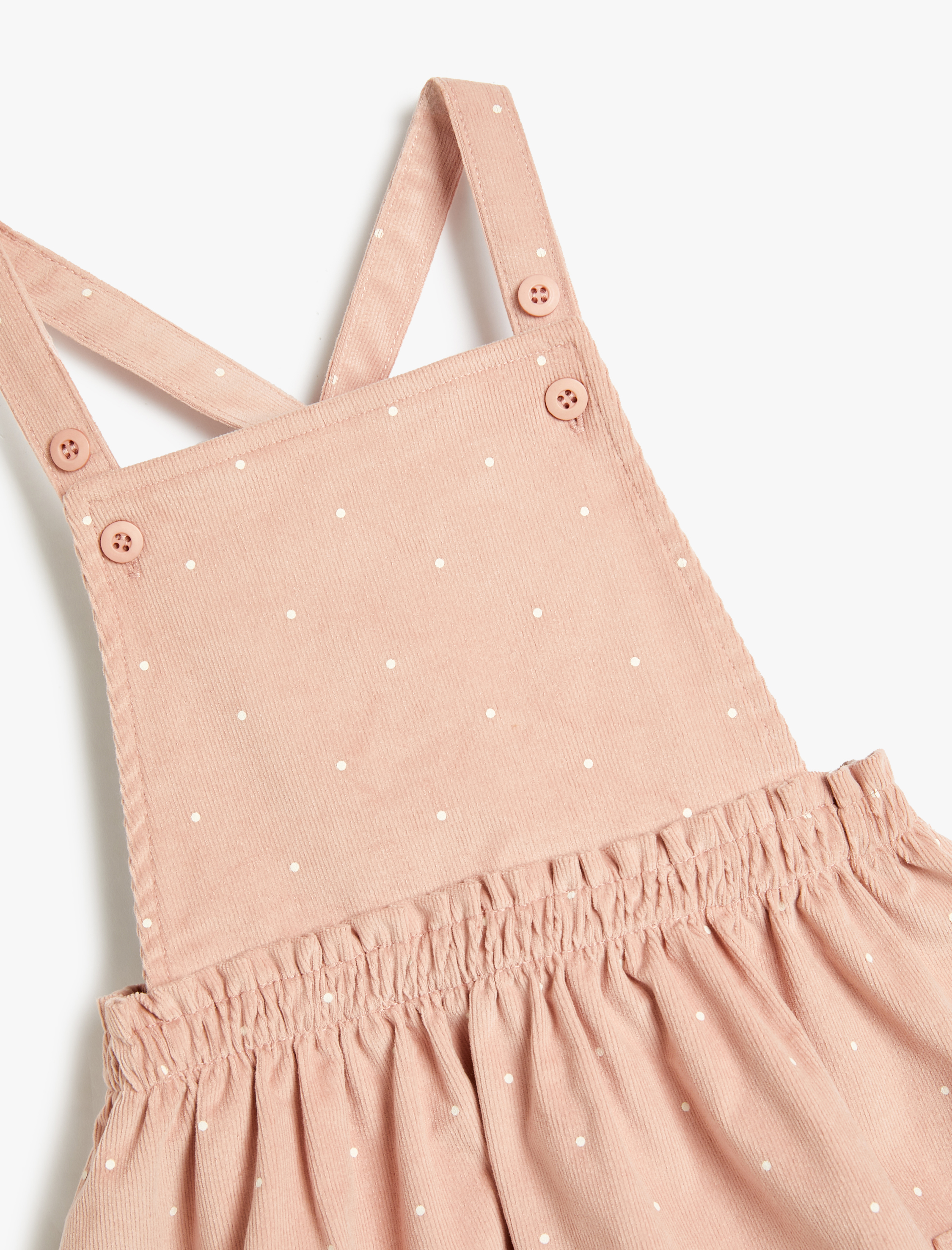  Kız Bebek Cep Detaylı Pamuklu Kare Yaka Askılı Elbise