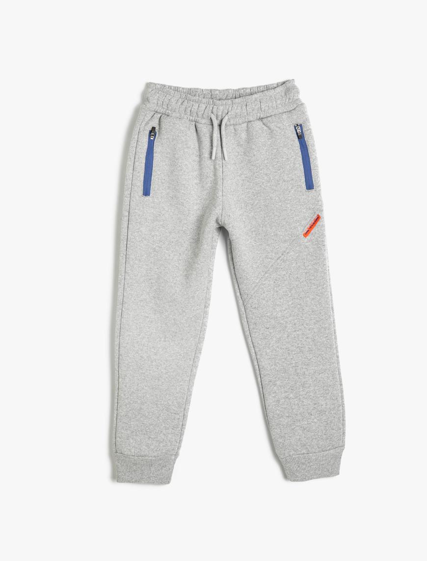  Erkek Çocuk Jogger Eşofman Altı Cep Detaylı Beli Bağlamalı Şardonlu
