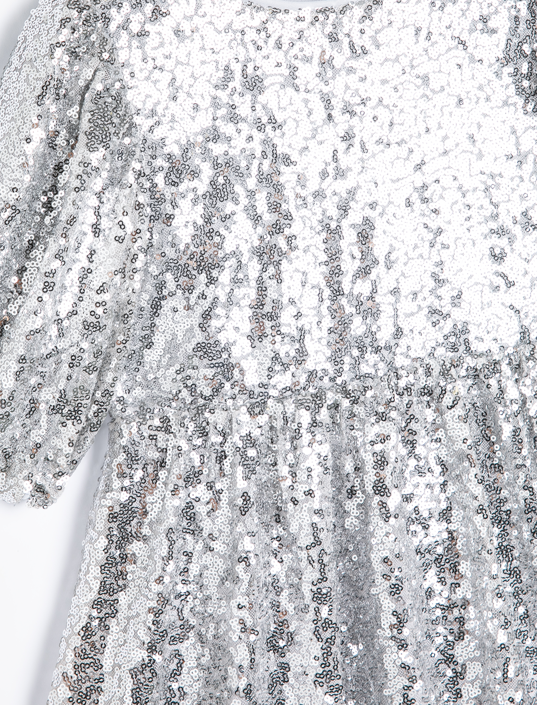  Kız Çocuk Yuvarlak Yaka Kısa Kollu Pullu Payetli Elbise