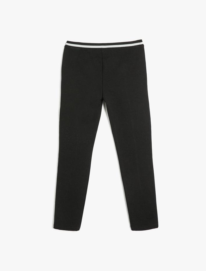 Kız Çocuk Basic Tayt Beli Lastikli Dikiş Detaylı Fermuarlı