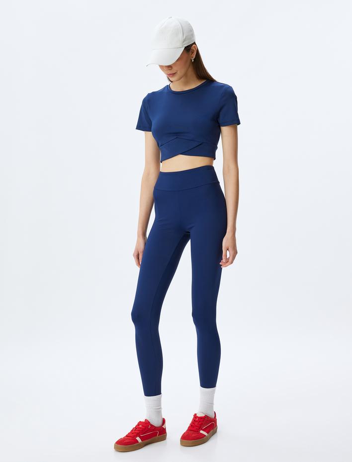  Spor Tayt Yüksek Bel Yumuşak Tuşe Slim Fit