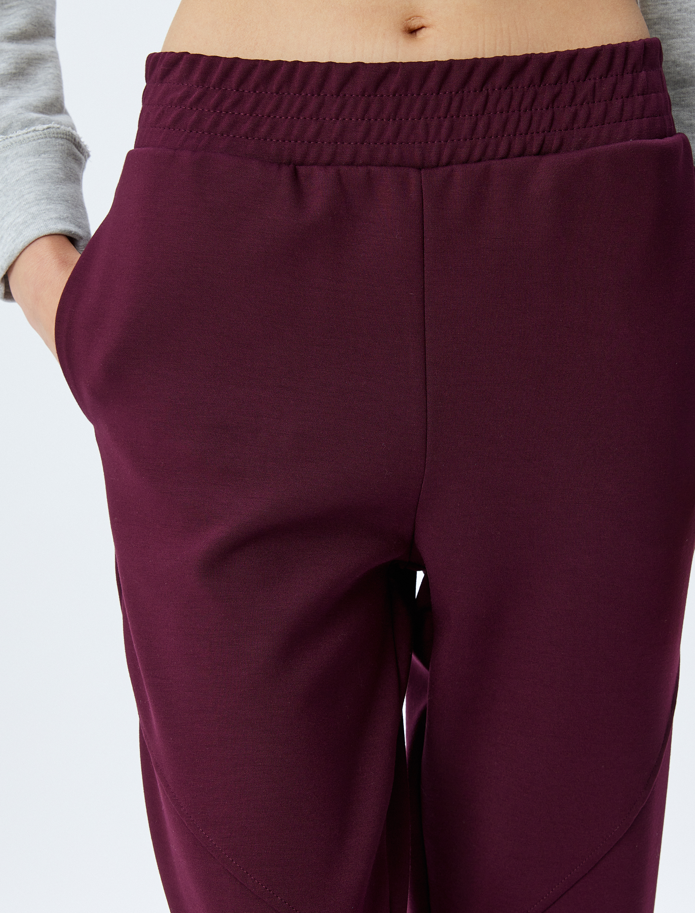 Beli Lastikli Yüksek Bel Cepli Boru Paça Kalın Modal Kumaş Eşofman Altı