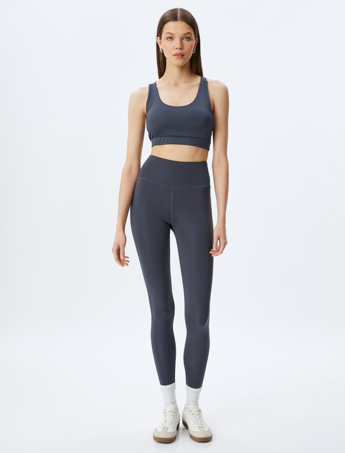  Spor Tayt Yüksek Bel Slim Fit Dikiş Detaylı İnterlok