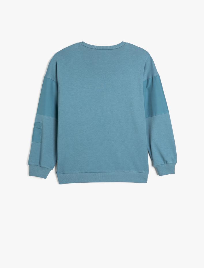 Erkek Çocuk Sweatshirt Uzun Kollu Bisiklet Yaka Cep Detaylı Pamuklu