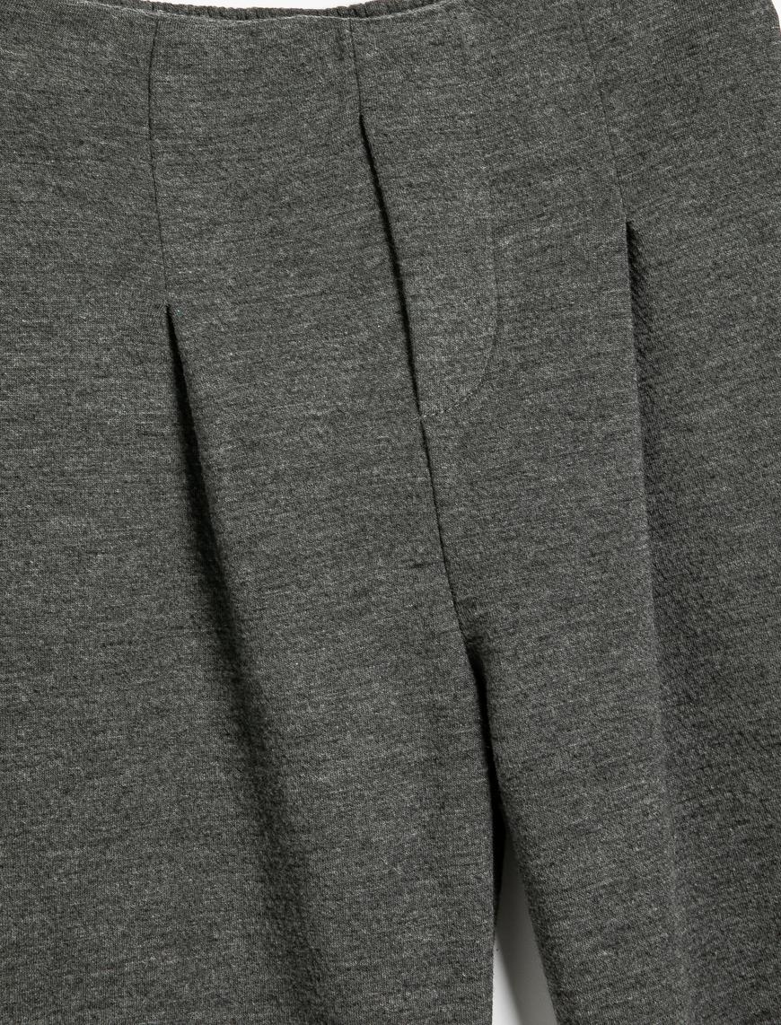  Kız Çocuk Beli Lastikli Pile Detaylı Viskon Karışımlı Basic Pantolon