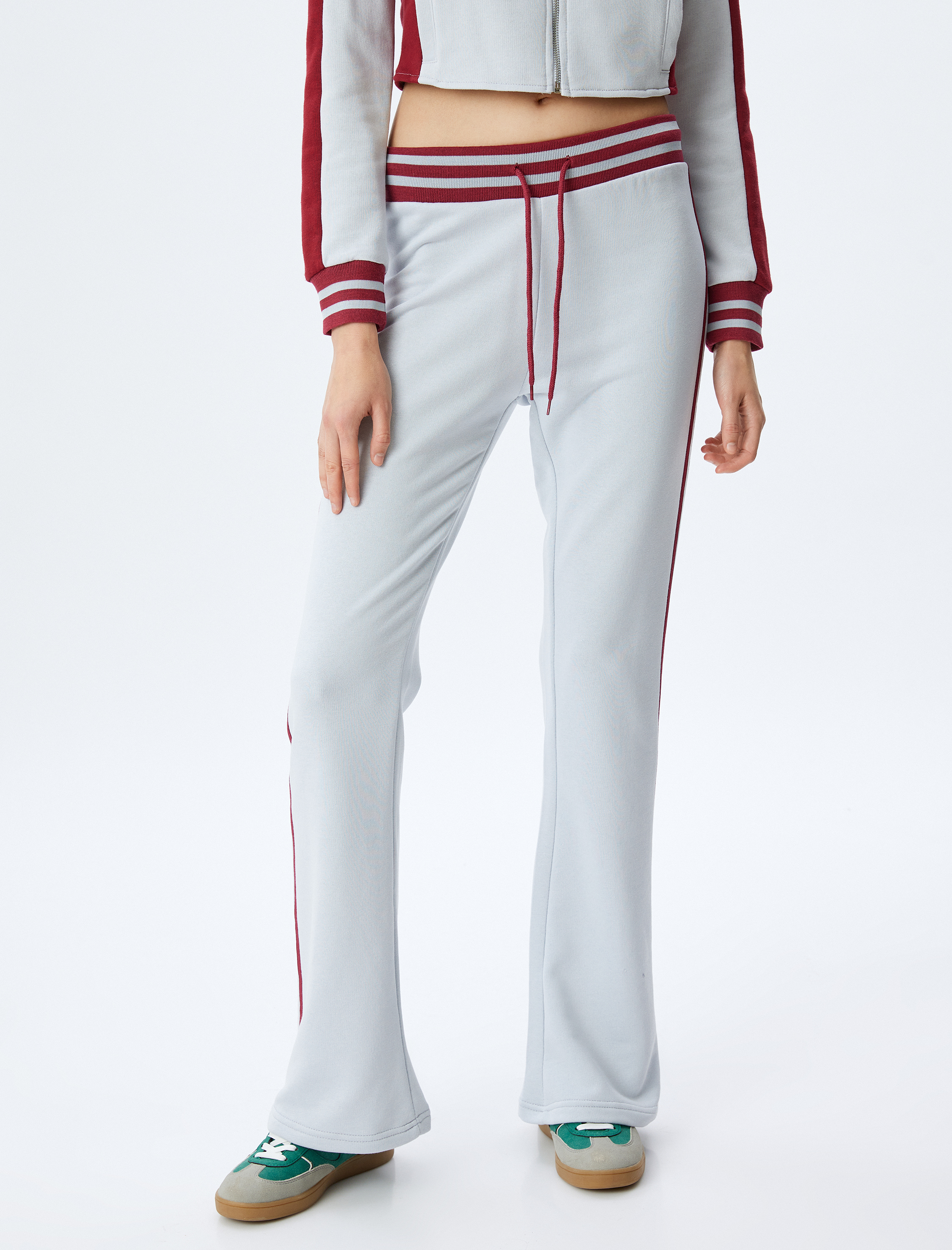   İspanyol Paça Şerit Detaylı Beli Lastikli Eşofman Altı