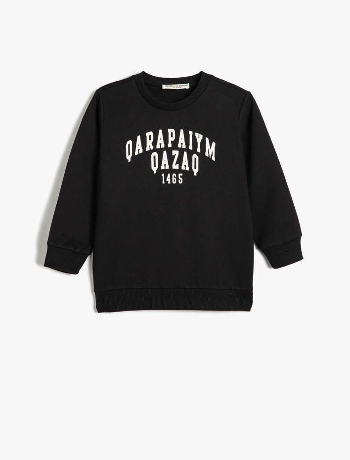 Erkek Çocuk Sweatshirt Uzun Kollu Bisiklet Yaka Baskı Detaylı