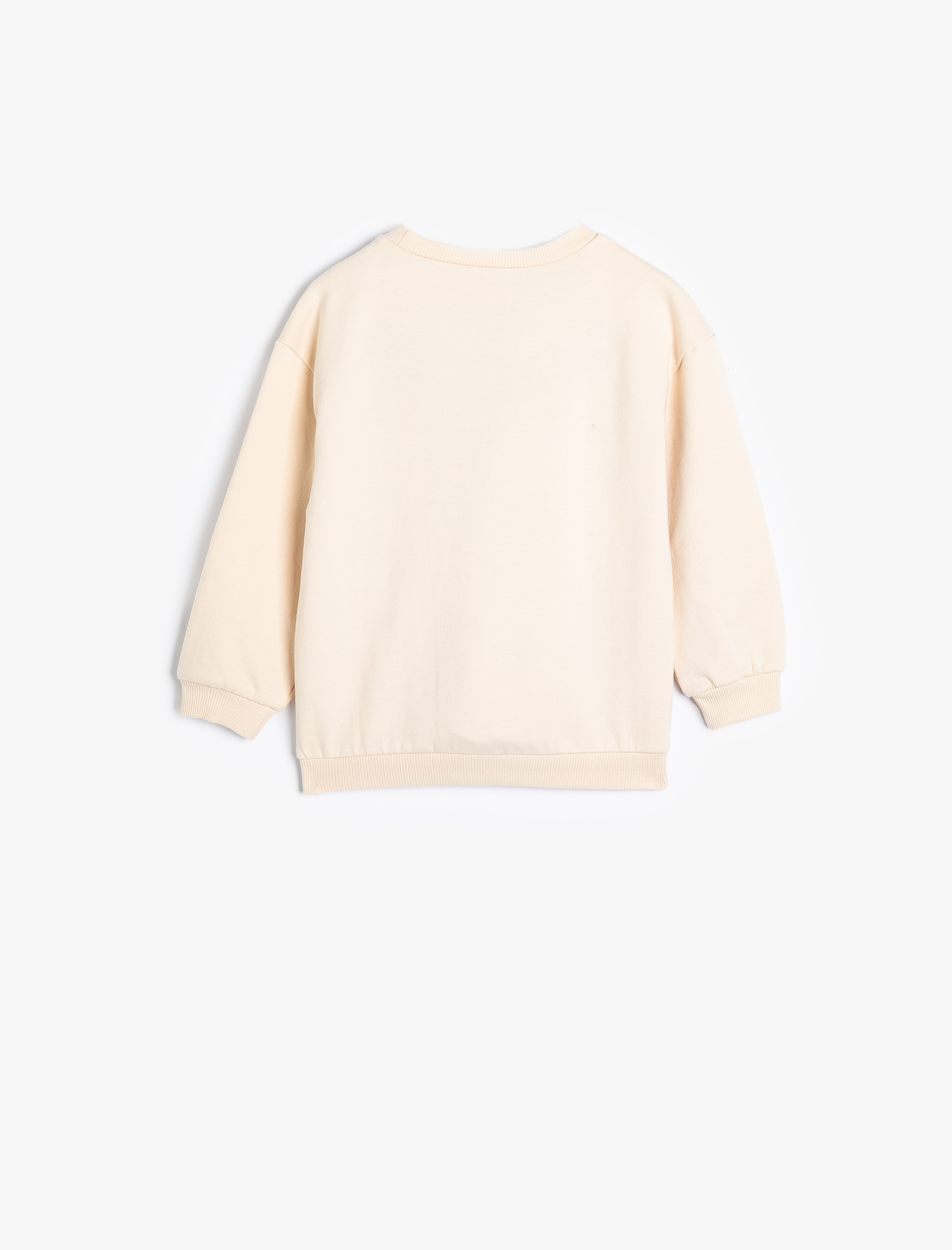  Kız Bebek Pamuklu İşleme Detaylı Uzun Kollu Bisiklet Yaka Sweatshirt Şardonlu