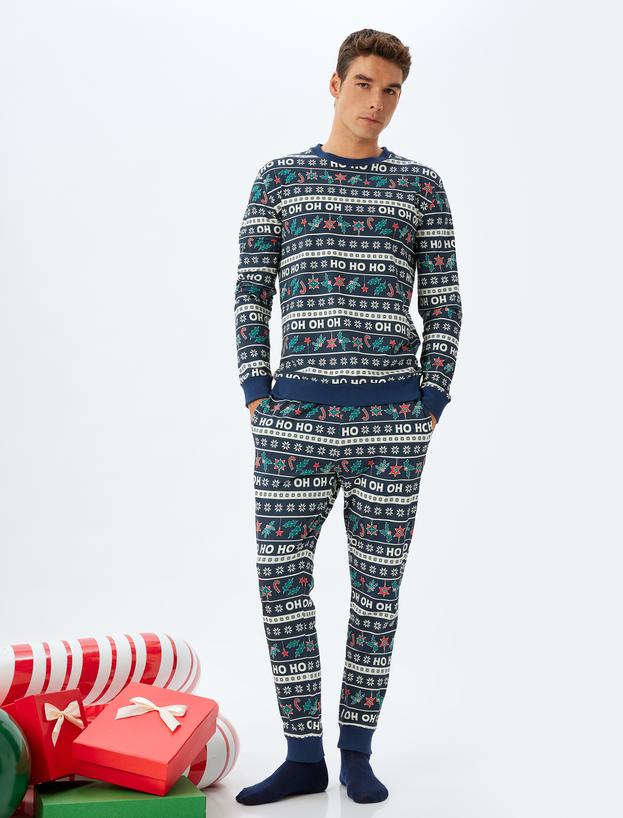 Yılbaşı Temalı Rahat Kesim Pamuklu Örme Pijama Seti_1
