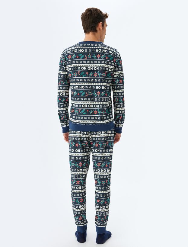 Yılbaşı Temalı Rahat Kesim Pamuklu Örme Pijama Seti_3